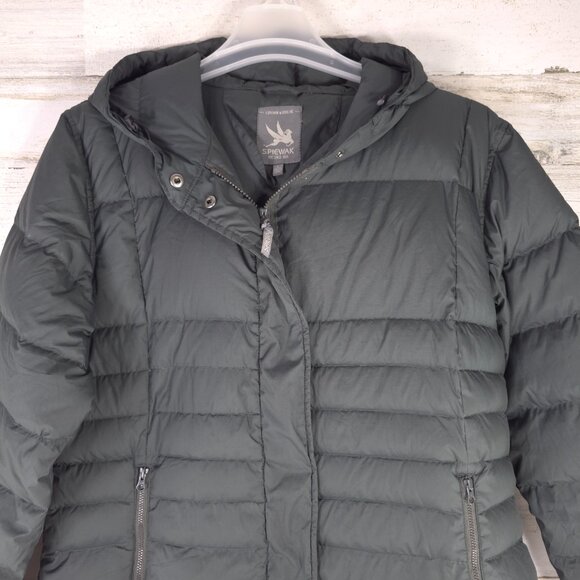 I. SPIEWAK & SONS Warren GRAY Hooded Down Puffer Long Coat Women’s Size LARGE.. - Picture 5 of 16